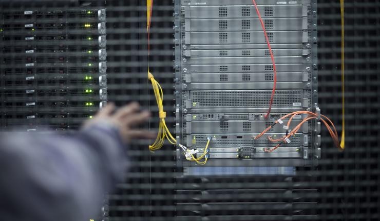 The cables behind a super computing array The cables behind a super computing array