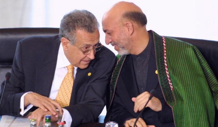 Lakhdar Brahimi and Hamid Karzai