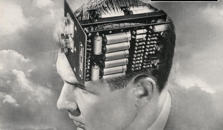 Digital Art with a Microprocessor in place of a brain within a human's head