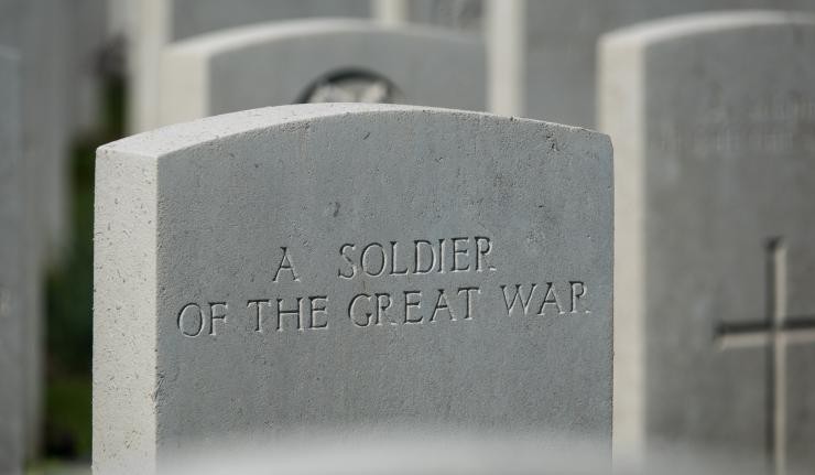 An Epitaph which reads 'A Soldier of the Great War'