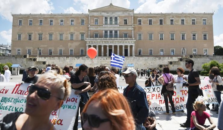 Protestors outside the Hellenic Parliament Protestors outside the Hellenic Parliament