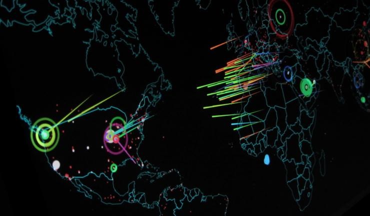 Abstract image showing cyber hostpots around the world Abstract image showing cyber hostpots around the world
