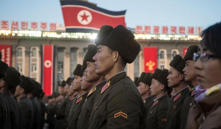 North Korean Soldiers in a parade in Pyeongyang North Korean Soldiers in a parade in Pyeongyang