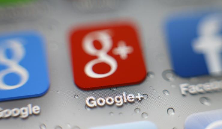 Extreme closeup of an iPhone screen with three apps visible - Google, Google+ and Facebook Extreme closeup of an iPhone screen with three apps visible - Google, Google+ and Facebook