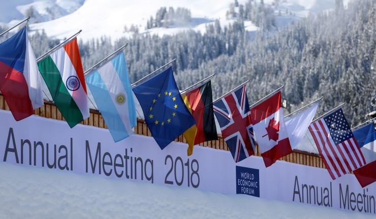 Flags of nations outside the WEF at Davos Flags of nations outside the WEF at Davos