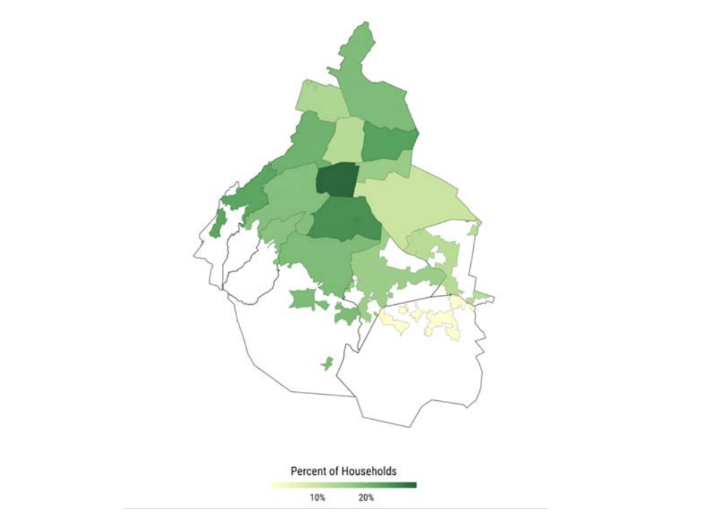 Figure 2. Mexico City: Three- and Four-Person Households Earning aLiving Wage (Percent)