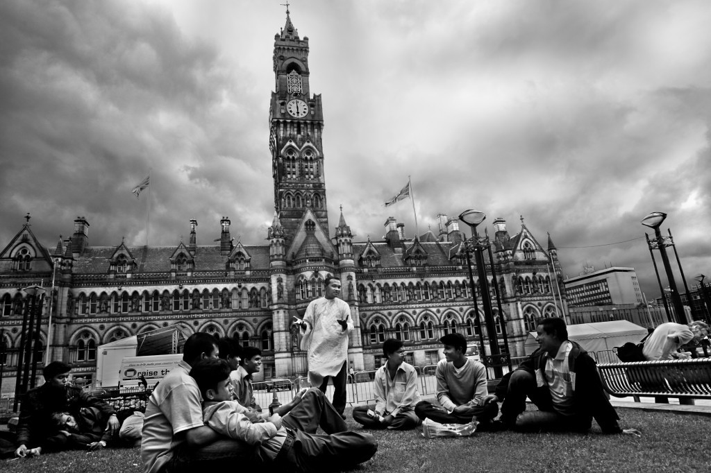 Every evening, Rohingyas come to the city center of Bradford, United Kingdom, to relax, chat, and socialize. Every evening, Rohingyas come to the city center of Bradford, United Kingdom, to relax, chat, and socialize.