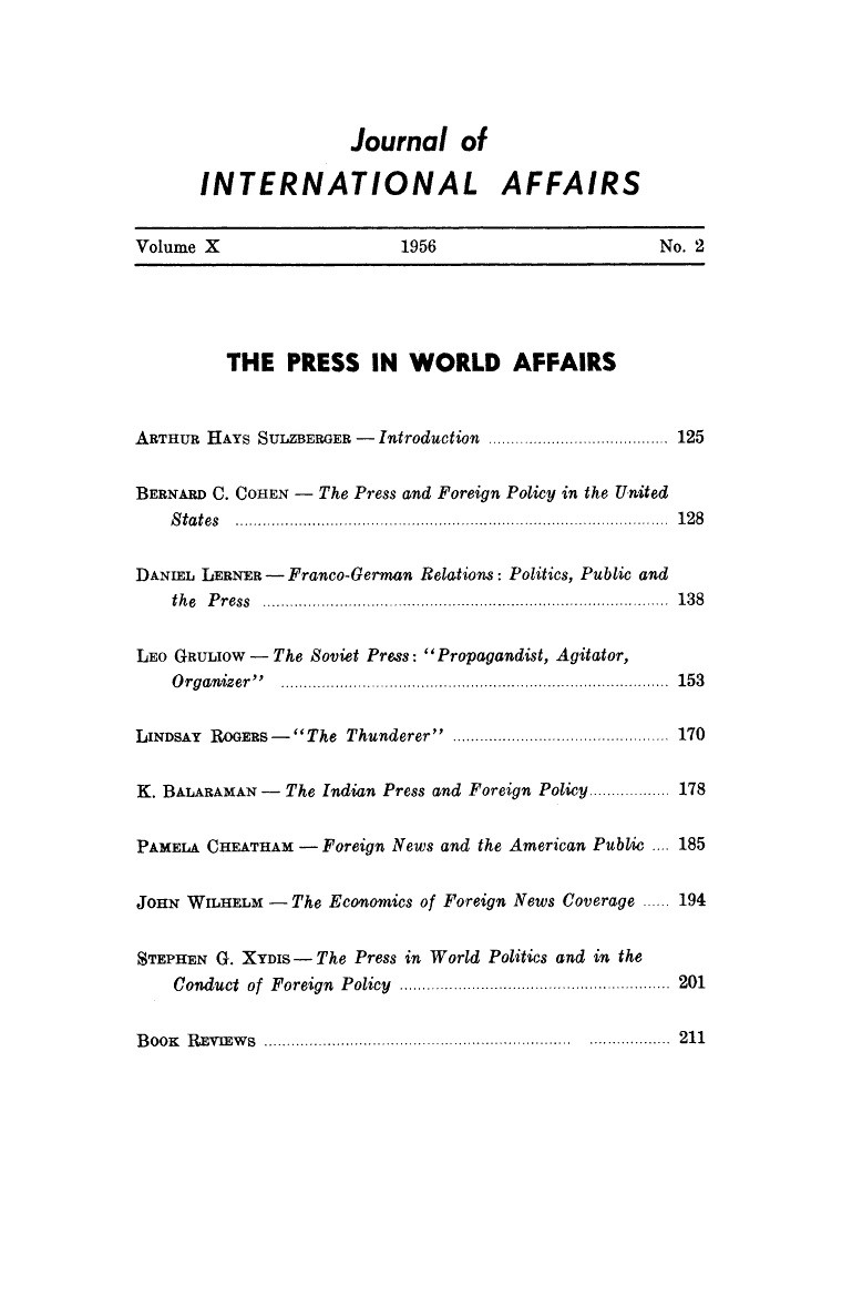 The Press in World Affairs Cover Image