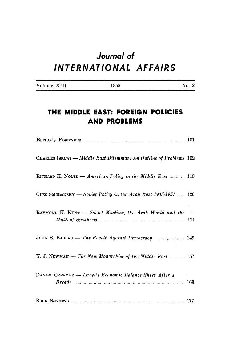 The Middle East Cover Image