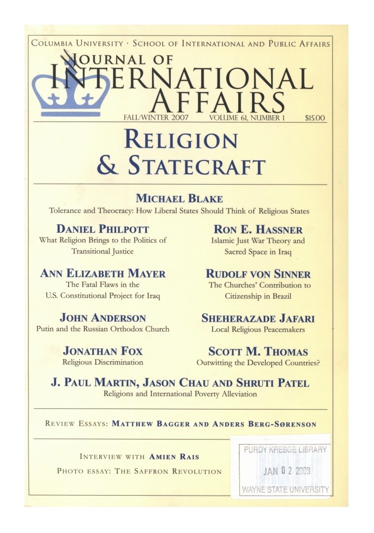 Religion & Statecraft Cover Image