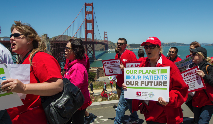 Protestors at the Golden Gate Bridge