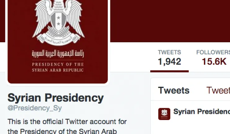 Screenshot of the twitter account of the Syrian Presidency