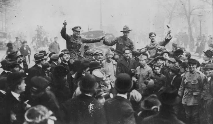 Scene from the end of world war 1