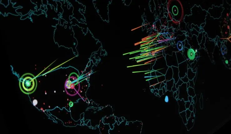 Abstract image showing cyber hostpots around the world