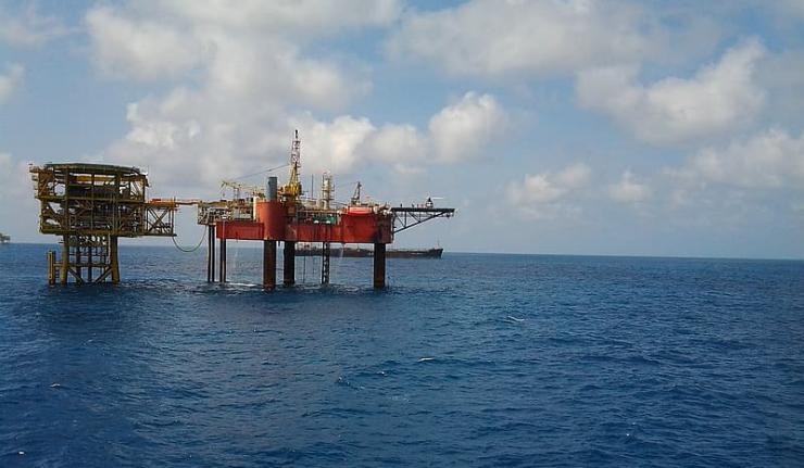 An offshore oil rig