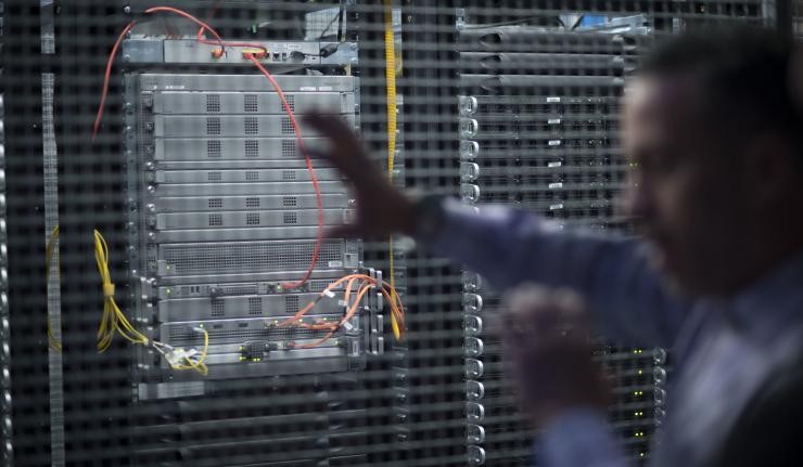 The cables behind a super computing array