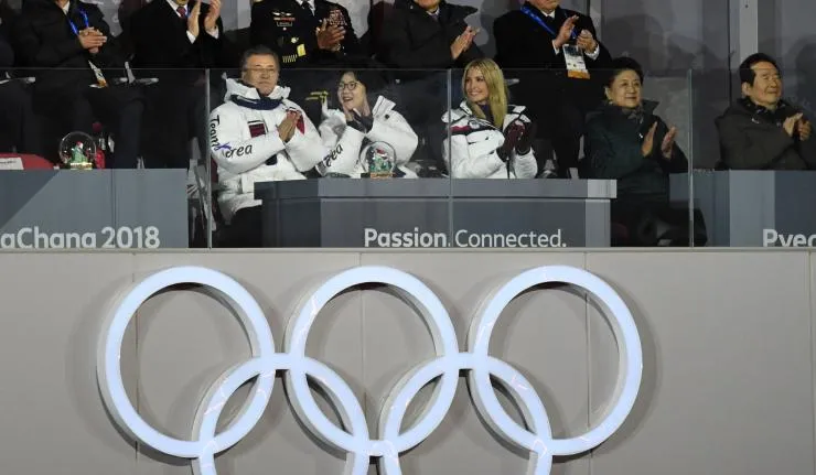 Ivanka Trump with President Moon Jae in and First lady Kim Jung-Sook at the Pyeongchang winter olympics