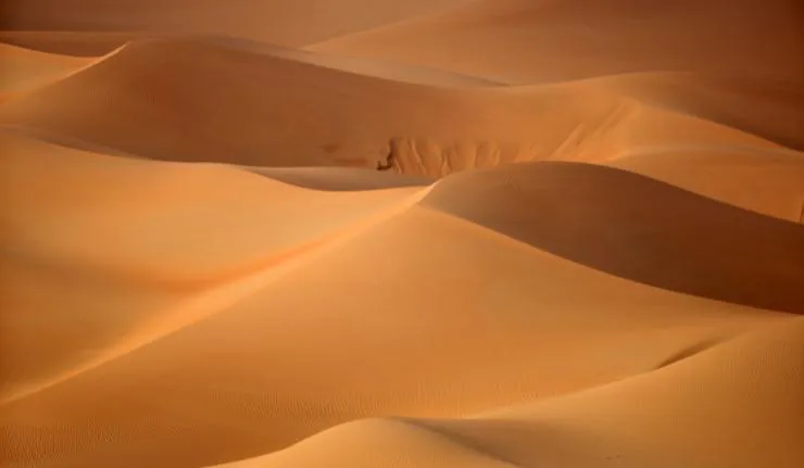The sand dunes of a desert