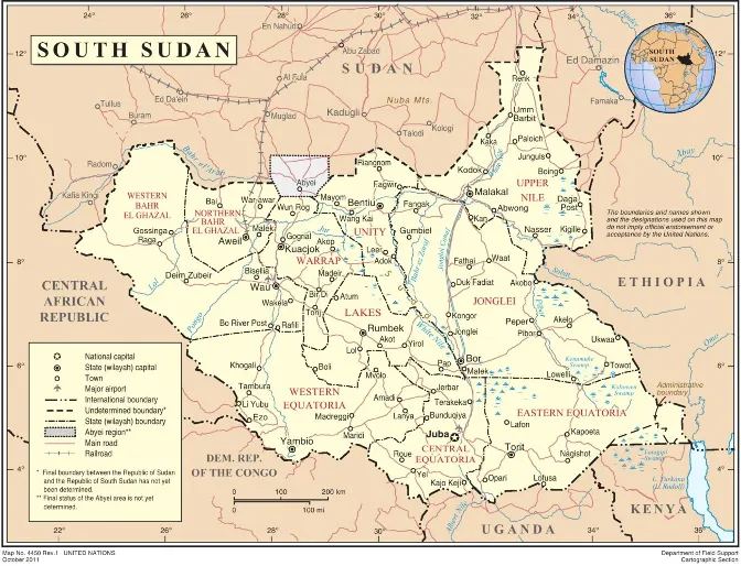 Map 1: Map of South Sudan