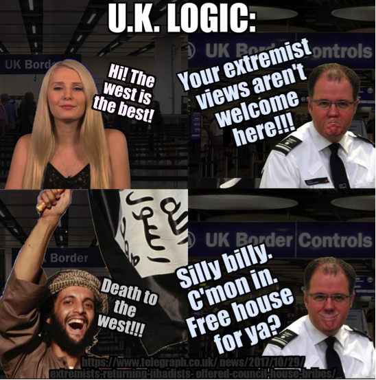 "UK Logic” meme in response to detention of Lauren Southern "UK Logic” meme in response to detention of Lauren Southern