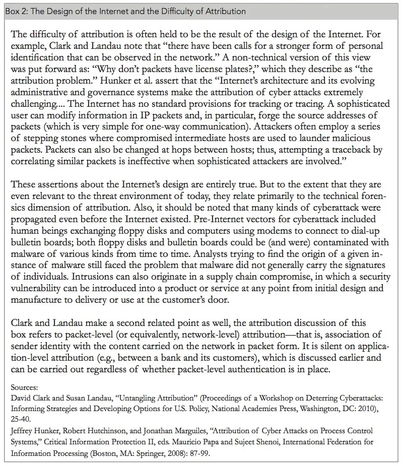 The Design of the Internet and the Difficulty of Attribution