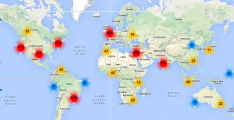 Global distribution of the regime’s Twitter followers