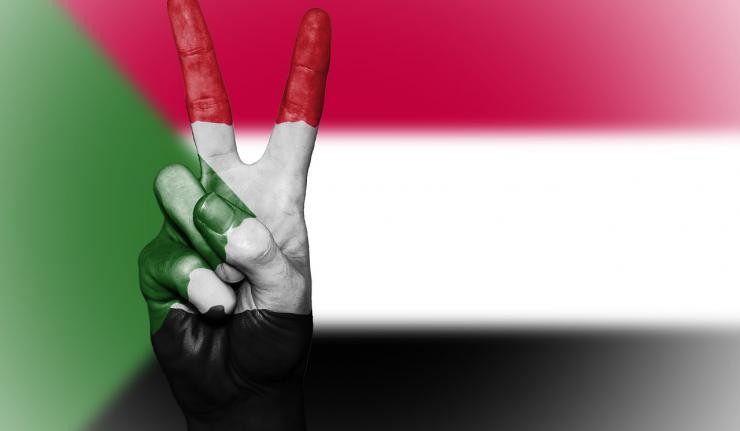 Sudan Flag And Peace Gesture 0