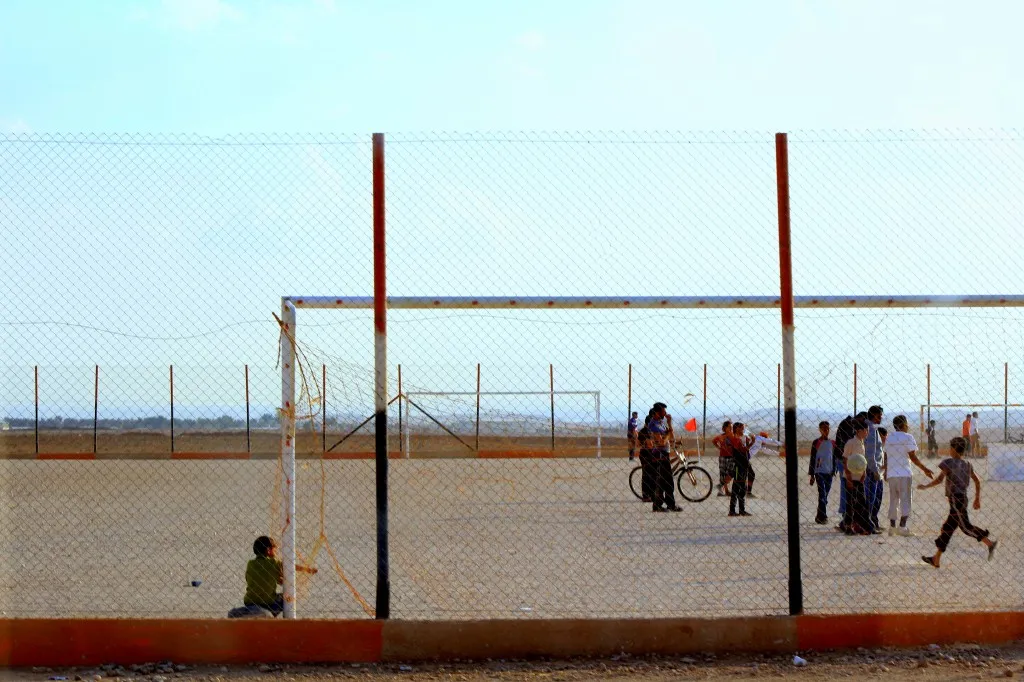 Playground inside Za'atari. (Credit: Lucas de Abreu, October 2014)