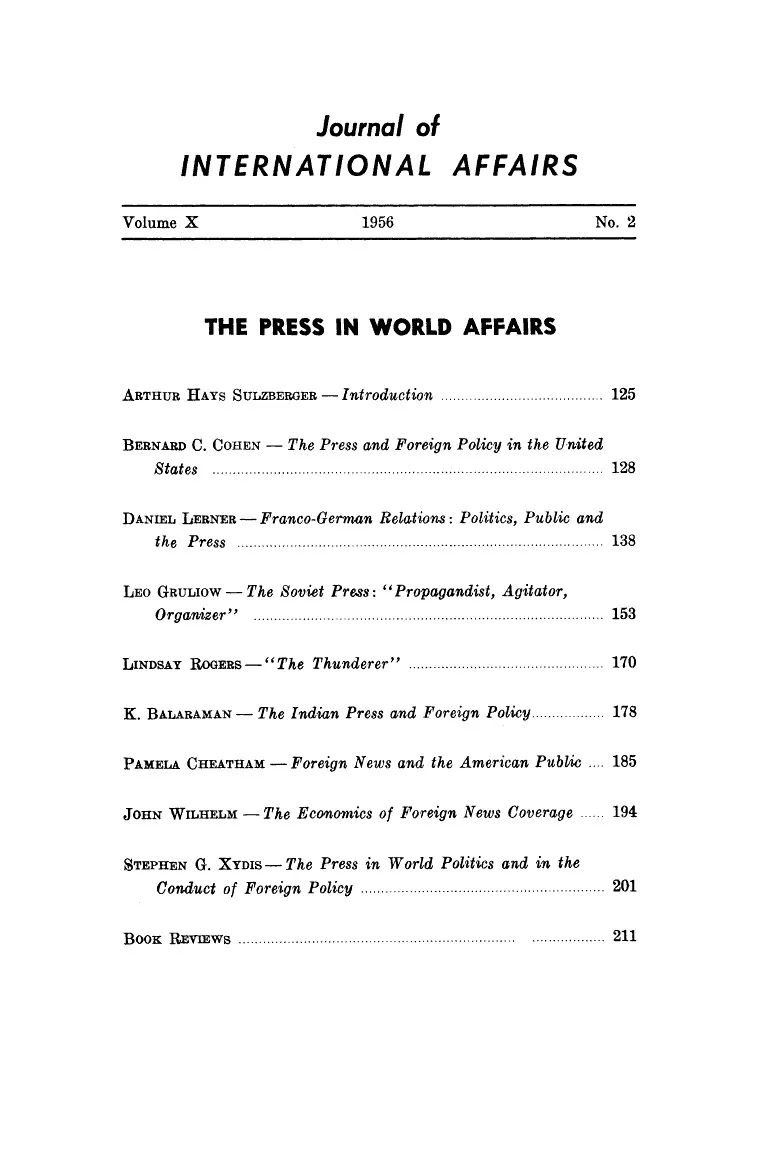 The Press in World Affairs Cover Image