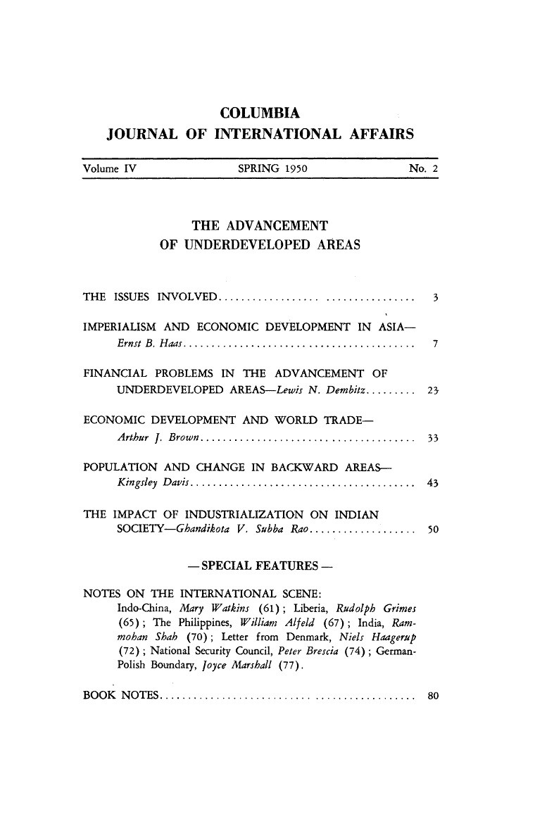 The Advancement of Underdeveloped Areas Cover Image
