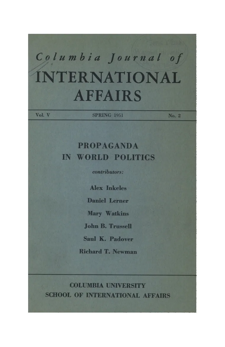 Propaganda in World Politics Cover Image